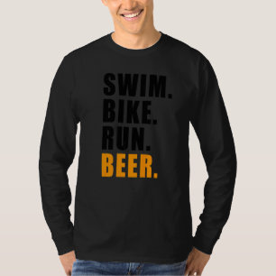 Camiseta Natação Bike Run Beer Triathleton Esporte Mens