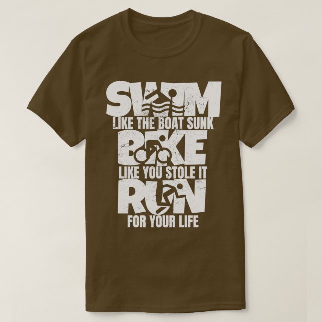 Camiseta Natação Como O Boat Sunk Funny Triathlon (Frente do Design)