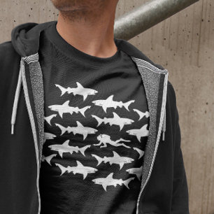 Camiseta Natação do mergulhador de mergulhador com tubar