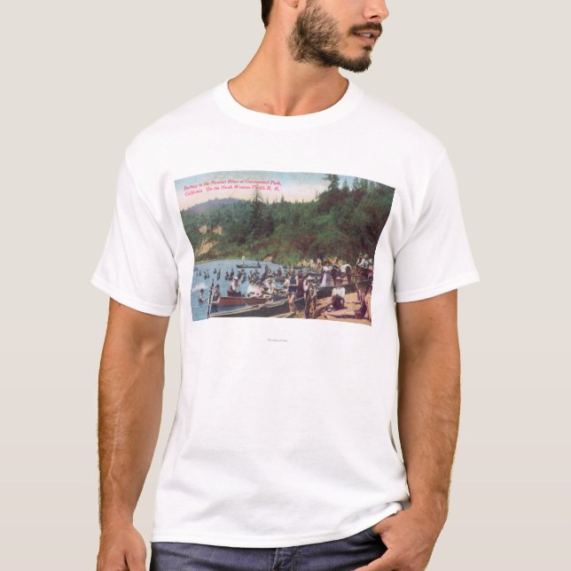 Camiseta Natação e barco no rio do russo (Frente)