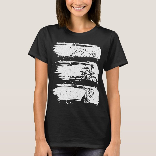 Camiseta Natação Engraçado Triathlon Run Design Men Tri (Frente)