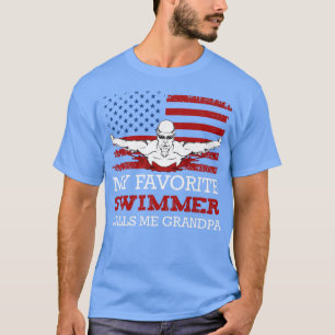 Camiseta Natação Grandpa Dia de os pais Americano Bandeira