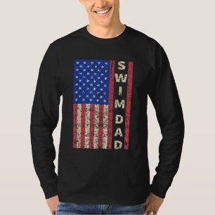 Camiseta Natação Pai American Flag Swimmer Dia de os pais G