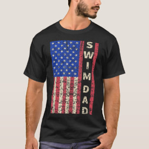Camiseta Natação Pai American Flag Swimmer Dia de os pais G