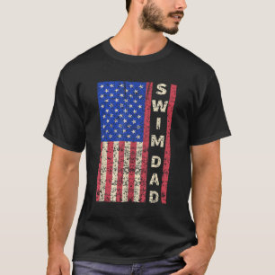 Camiseta Natação Pai American Flag Swimmer Dia de os pais G
