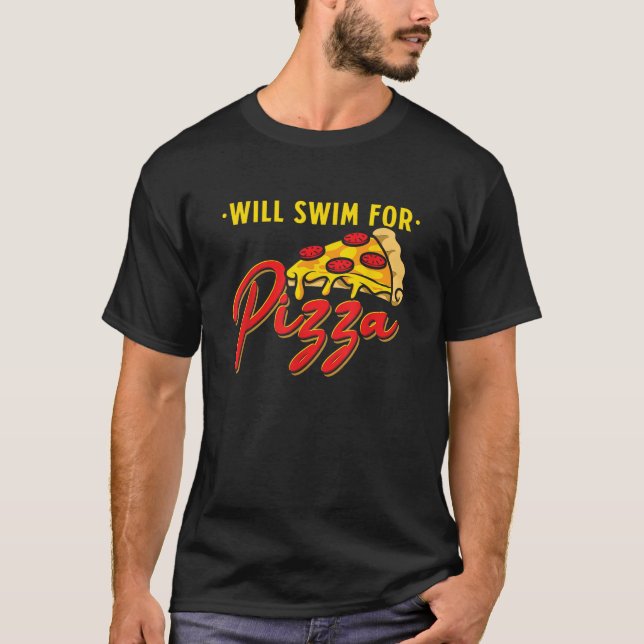 Camiseta Natação Para Pizza Engraçada Natação Cotações Swim (Frente)