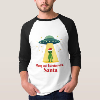 Camiseta Natais de Ficção Científica Vintage com Alien OVNI
