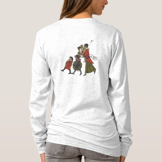 Camiseta Natais vintages Comprando diversão familiar (Verso)