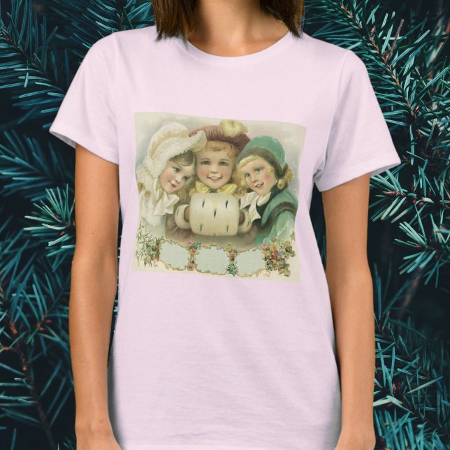 Camiseta Natais vintages Irmãs, Crianças Vitorianas (Criador carregado)