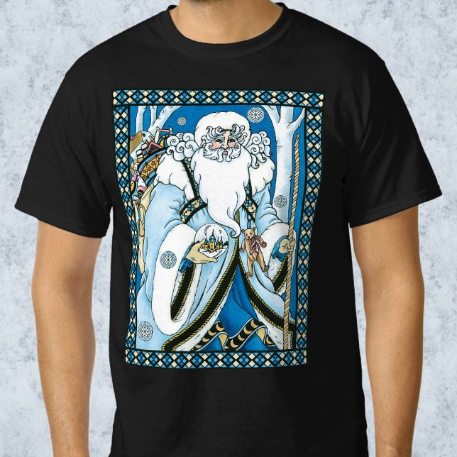 Camiseta Natais vintages, Papai Noel Azul com neve (Criador carregado)
