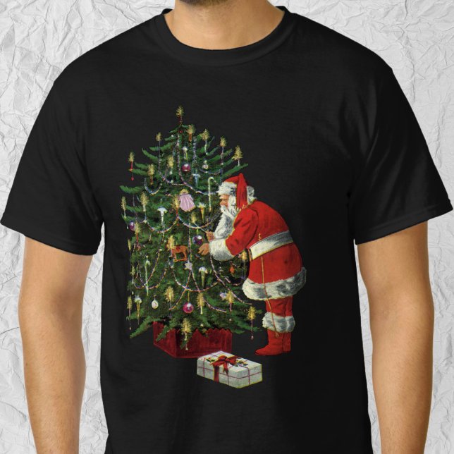Camiseta Natais vintages, Papai Noel com Presentes (Criador carregado)