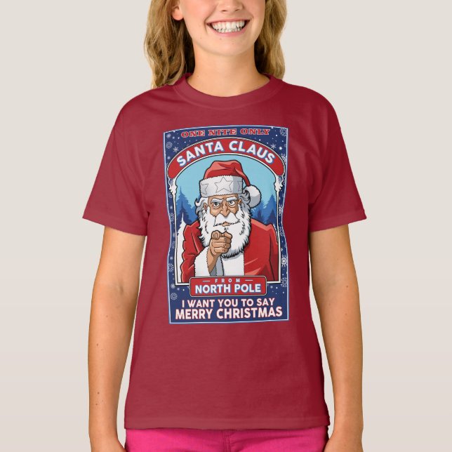 Camiseta Natais vintages Papais noeis dizem Feliz Natal (Frente)
