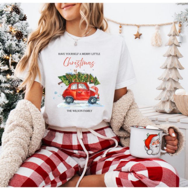 Camiseta Natais vintages personalizados - Carro vermelho co (Criador carregado)
