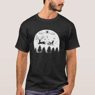 Camiseta Natais vintages Reindeer Santa Claus Feliz Retroat