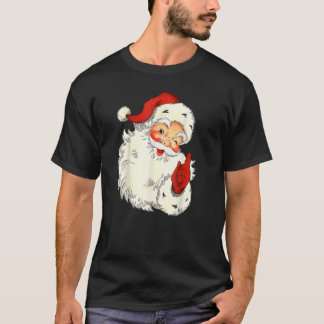 Camiseta Natais vintages Santa Claus Enfrentam Velho Moda 8
