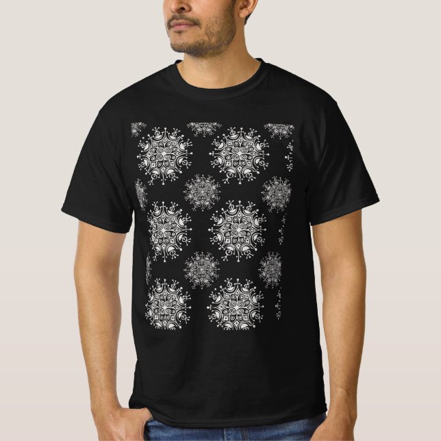 Camiseta Natais vintages, Snowflakes Blizzard Pattern (Frente)