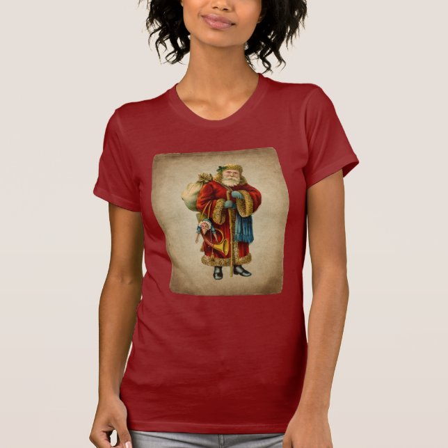 Camiseta Natais vintages Velho Pai Natal (Frente)