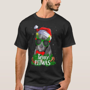 Camiseta Natal 2022 Feliz Pitmas Pitbull Cão Feio Chris
