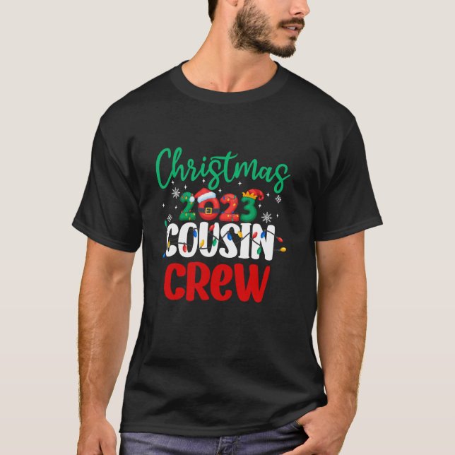 Camiseta Natal 2023, Cousin Crew Xmas Luzes Engraçadas (Frente)