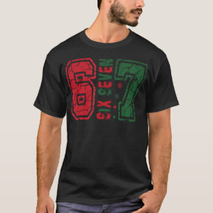 Camiseta Natal 67 Retro Engraçado Seis Sete Meme 6 7 Número