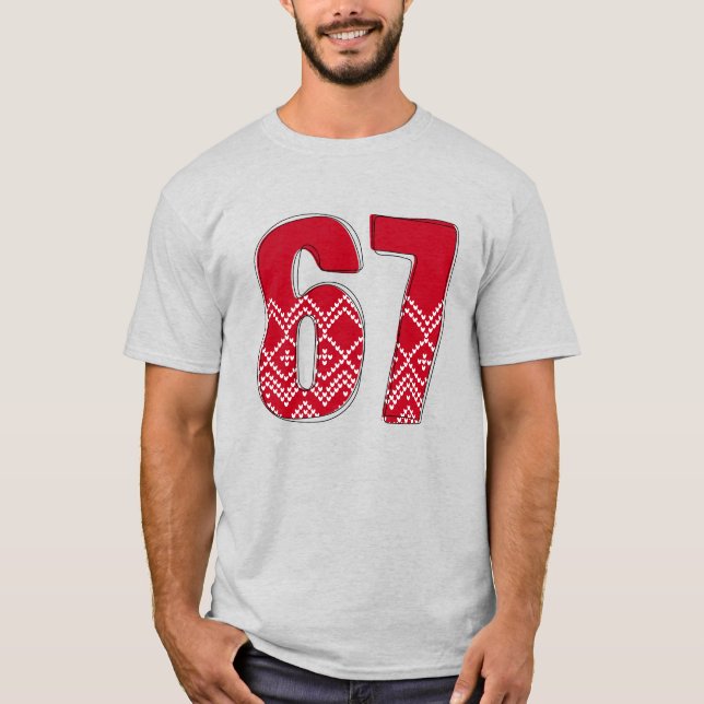 Camiseta Natal 67 Tee Six Seven Meme Números de Fe (Frente)