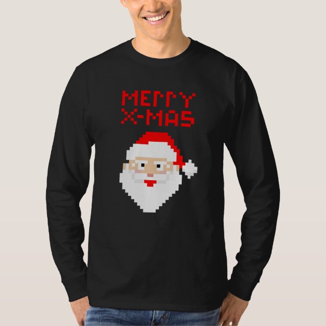 Camiseta Natal 8 Bits Pixel Papai Noel (Frente)