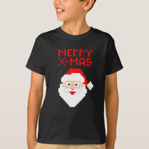 Camiseta Natal 8 Bits Pixel Papai Noel