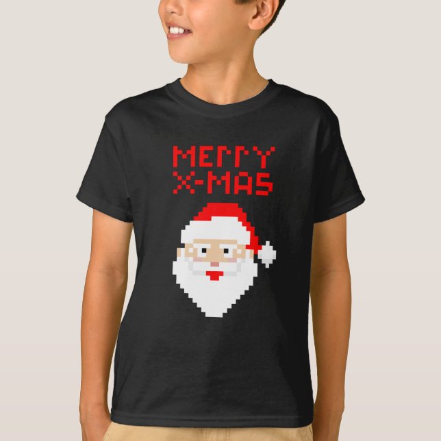 Camiseta Natal 8 Bits Pixel Papai Noel (Frente)