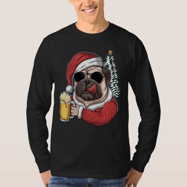 Camiseta Natal A Pitbull Cachorro Papai Noel (Frente)