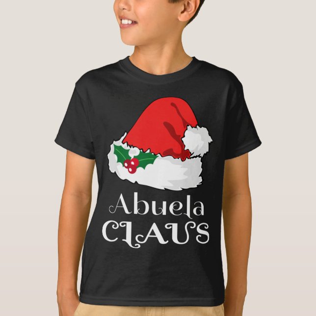 Camiseta Natal Abuela Claus Correspondendo Pajama Santa Hat (Frente)