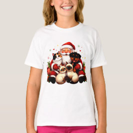 Camiseta Natal Aconchegante com Papai Noel e Pets