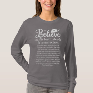 Camiseta Natal Acredita em Jesus Natividade Cinza Longa Fol