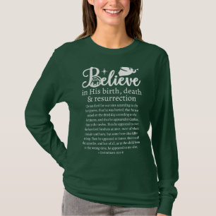 Camiseta Natal Acredita em Jesus Natividade Verde Longa Fol