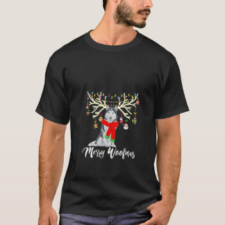 Camiseta Natal Alegre das Mulheres Husky Siberiano Rena Chr