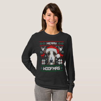 Camiseta Natal alegre de Woofmas do galgo italiano