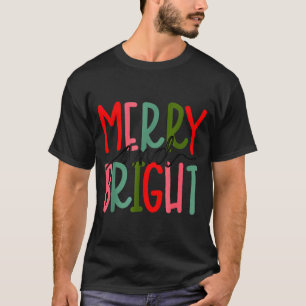 Camiseta Natal Alegre e Brilhante Mulheres Meninas Crianças