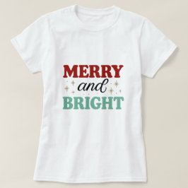 Camiseta natal alegre e brilhante rosa vermelho fonte moder