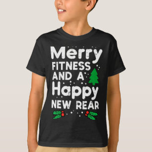 Camiseta Natal Alegre Fitness Feliz Ano Novo Traseiro Xmas