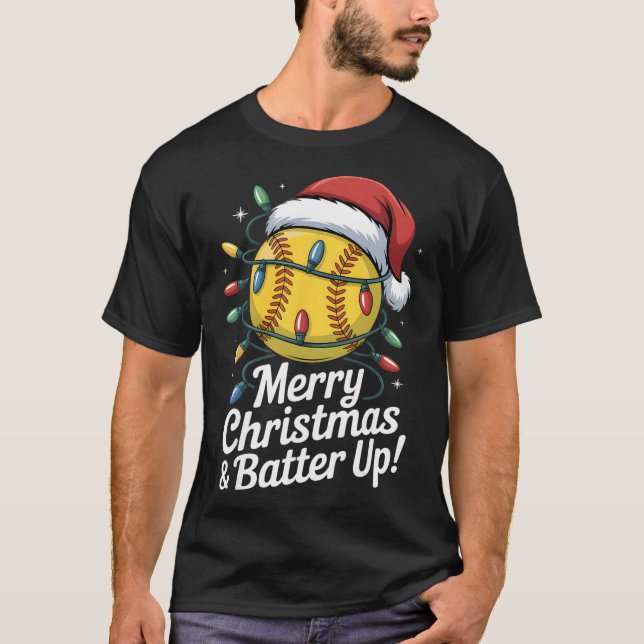 Camiseta Natal Alegre Gorro de Papai Noel Macio Funny Feria (Frente)