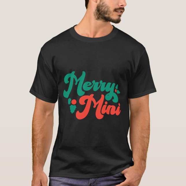 Camiseta Natal Alegre Mini Bonito Moderno Script Tygraphy B (Frente)