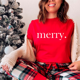 Camiseta Natal Alegre Vermelho das Mulheres