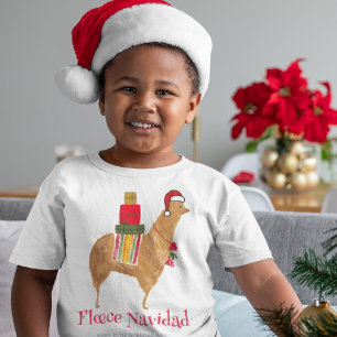 Camiseta Natal Alpaca Fleece Navidad Ilustrada À Mão