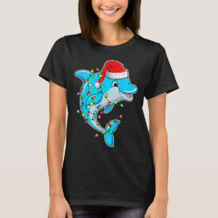 Camiseta Natal Amante de Golfinho - Golfinho Usando Chapéu 
