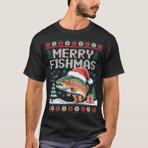 Camiseta Natal Amantes da Pesca Divertido Pescador Natal