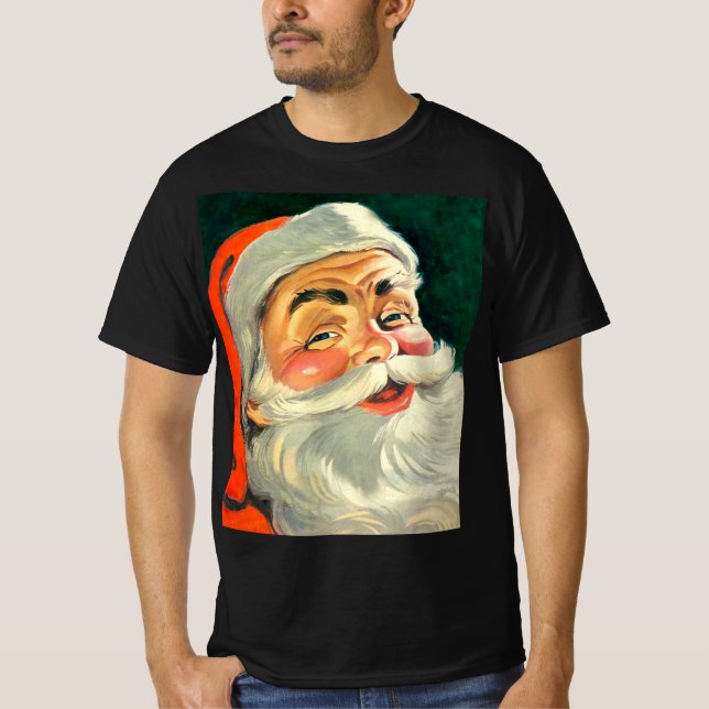 Camiseta Natal Antigo, Alegre Papai Noel dos Anos 50 (Frente)