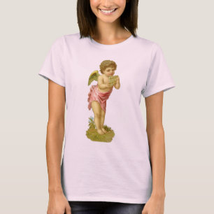 Camiseta Natal Antigo, Anjo Músico com Flauta de Pã