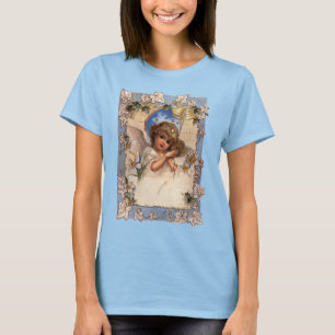 Camiseta Natal Antigo, Anjo Vitoriano com Sininhos Dourados