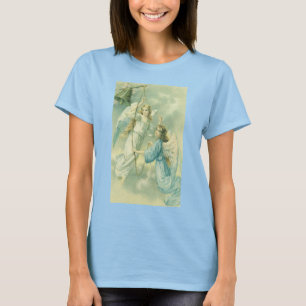 Camiseta Natal Antigo, Anjos Vitorianos com um Sino