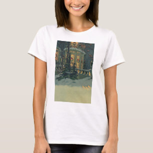 Camiseta Natal Antigo, Casa com Grinaldas nas Janelas