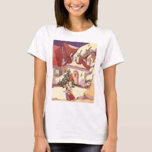 Camiseta Natal Antigo, Casa de Família na Neve